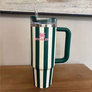 Stanley Green and White Striped Tumbler